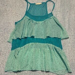 BCBGMaxAzria Teal and Mint Layered Camisole